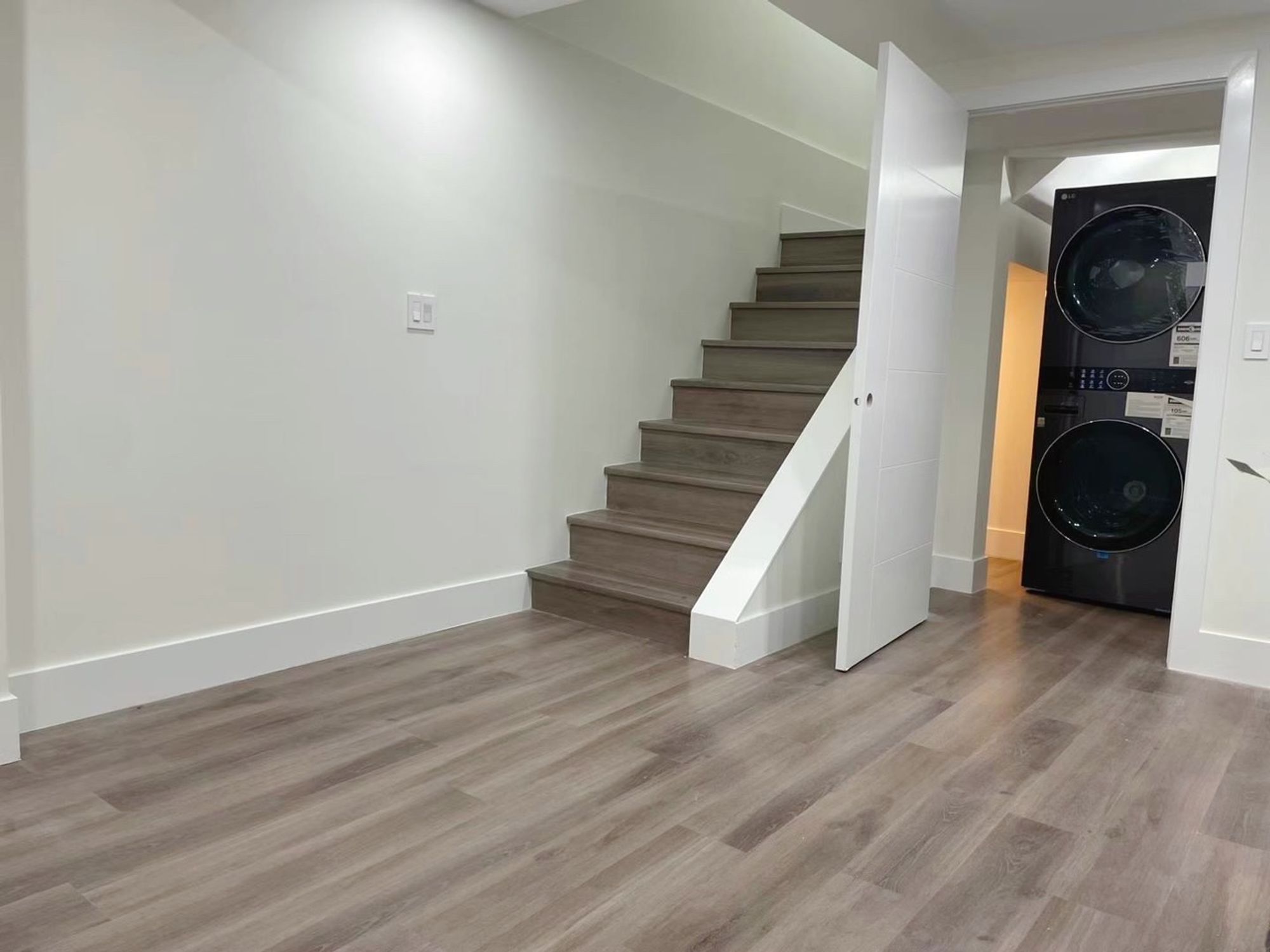 Finished legal basement suite living area in Calgary